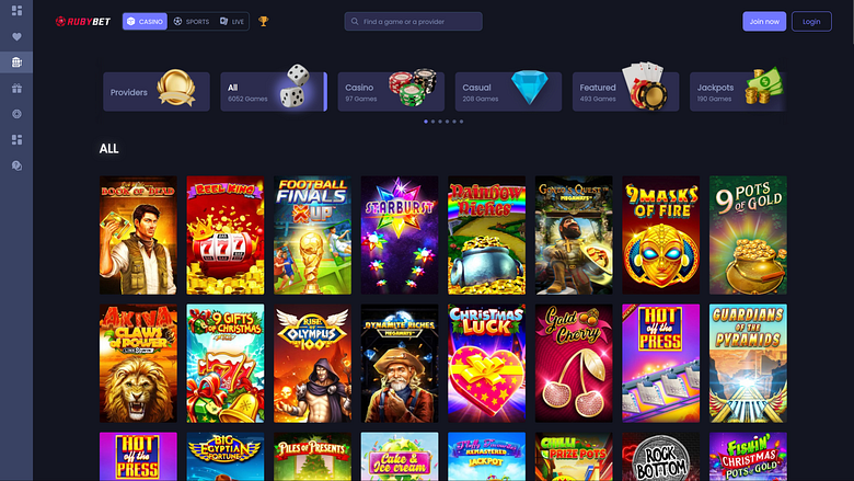 Игры для ПК в казино Ruby Bet