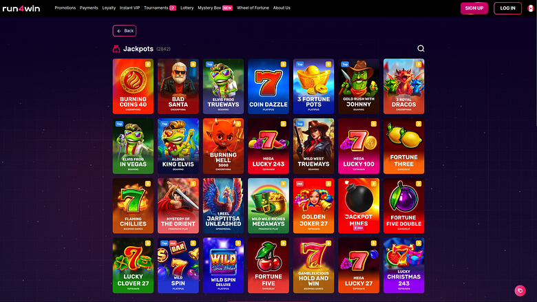 Jackpot desktop del casinò Run4Win