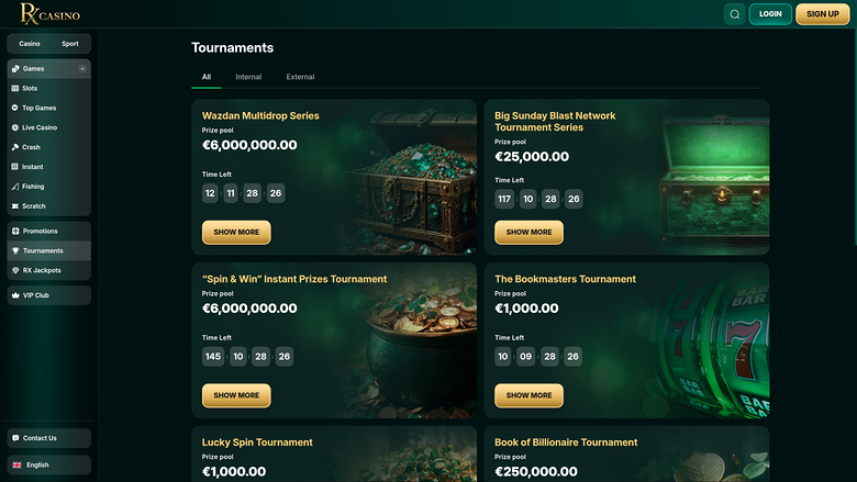 Torneos de escritorio de RX Casino