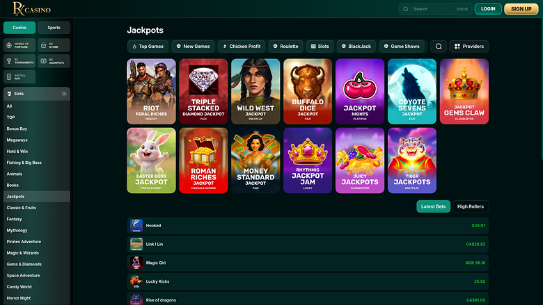RX Casino Desktop Jackpot
