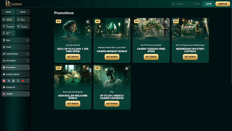 RX Casino Desktop Promotions