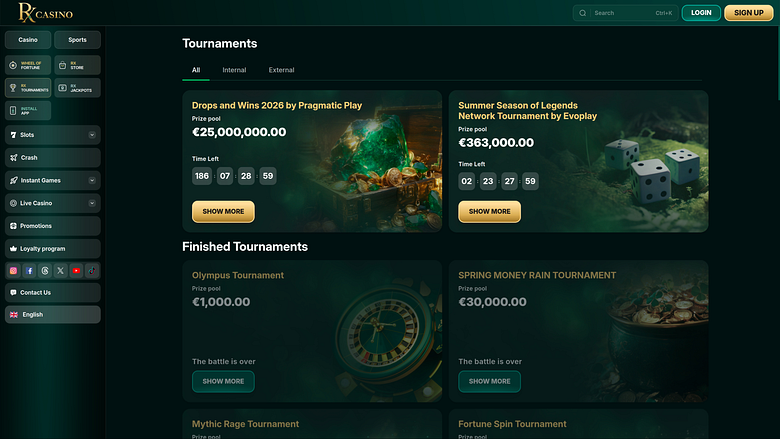 RX Casino Desktop Tournaments