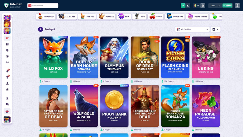 Jackpot SafeCasino Desktop