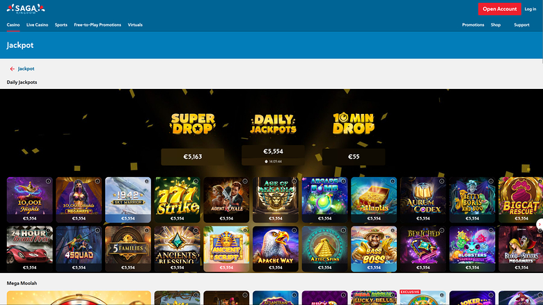 Jackpot du casino Saga Kingdom sur ordinateur