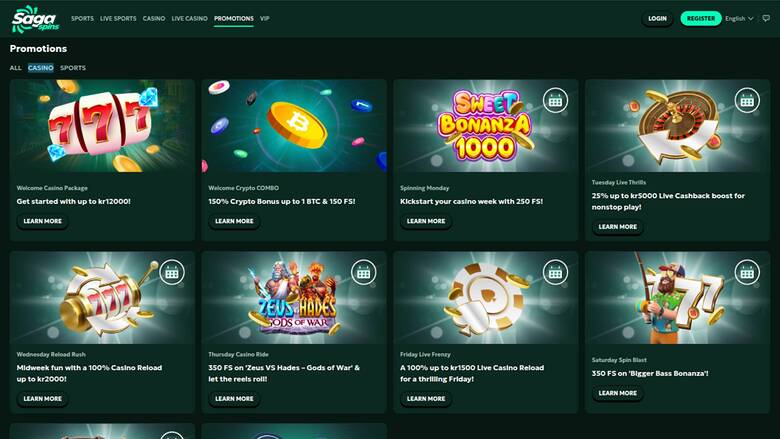 Акции казино SagaSpins