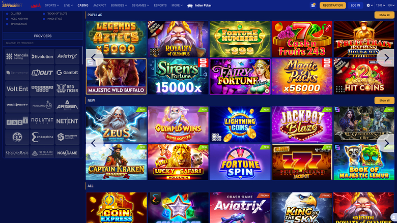SapphireBet Casino Desktop Games
