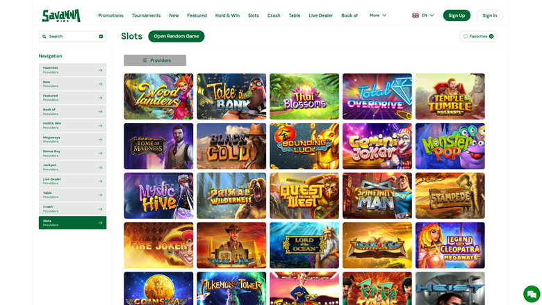 Jeux de bureau de Savanna Wins Casino