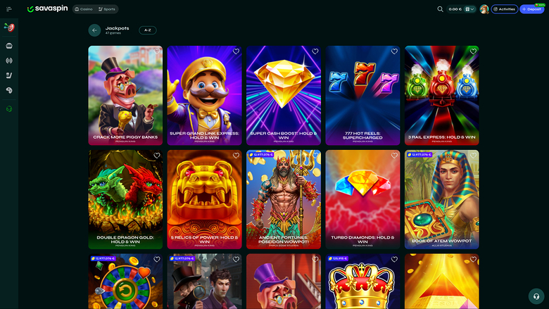 Savaspin Casino Desktop Jackpot
