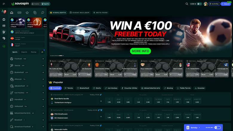 Savaspin Casino Desktop Sportsbook