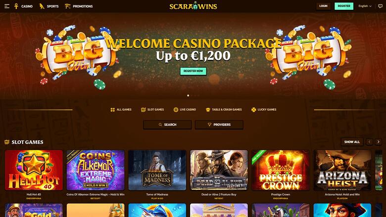 ScaraWins Homepage Desktop