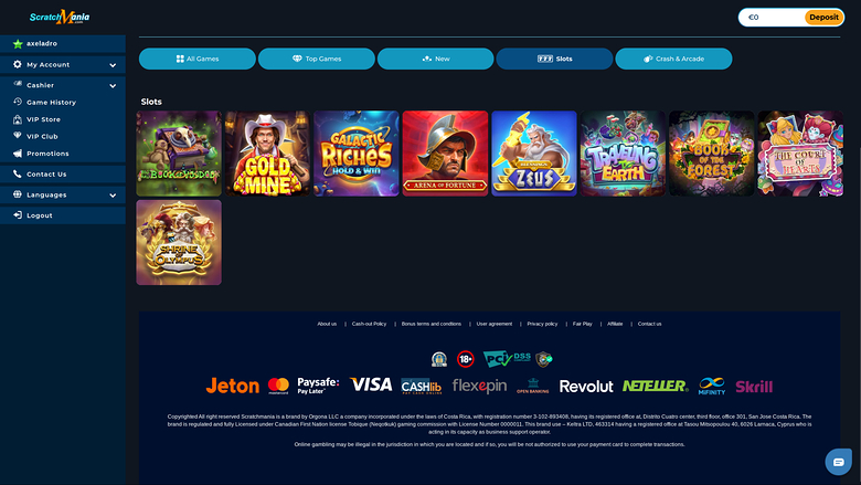 Jeux de casino ScratchMania pour ordinateur