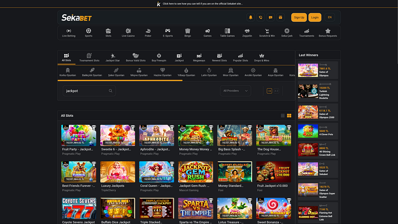 Sekabet Casino Desktop-Jackpot