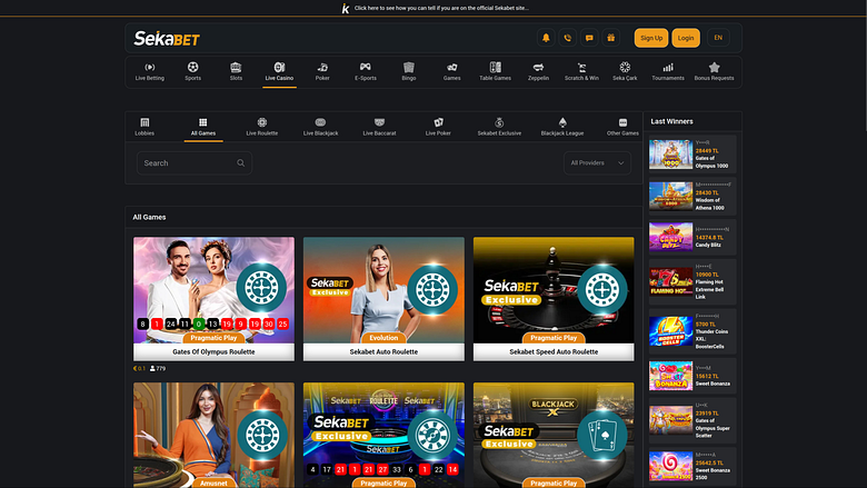 Sekabet Casino Desktop Live Dealer