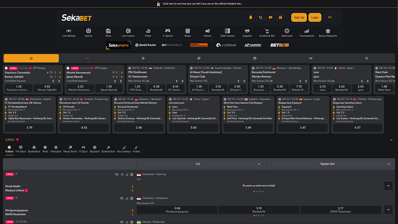 Sekabet Casino Desktop Sport