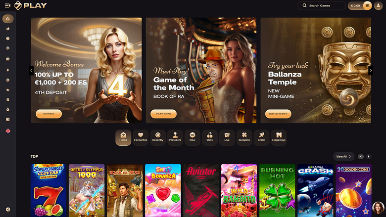 Sevenplay Casino Desktop Homepage