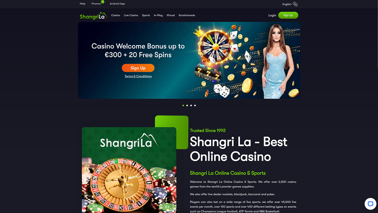 Page d'accueil du casino en direct Shangri La (ordinateur de bureau)