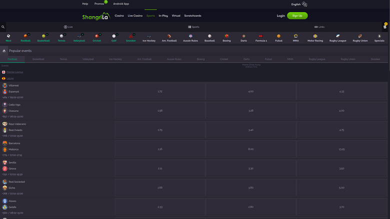 Shangri La Casino en direct Paris sportifs sur ordinateur