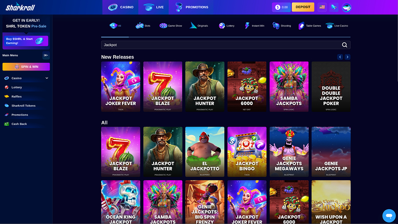Sharkroll Casino Desktop Jackpot