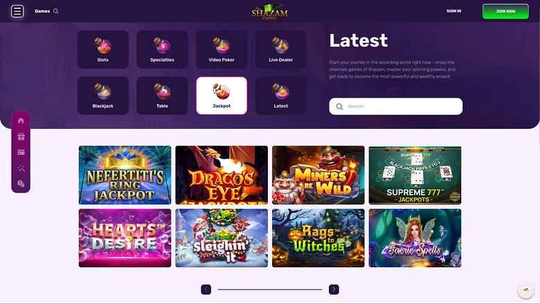 Jackpot du casino Shazam sur ordinateur