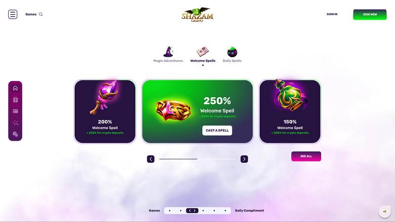 Promotions Shazam Casino pour ordinateur