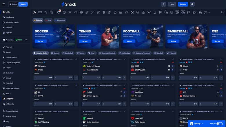 Shock Casino Спорт Десктоп