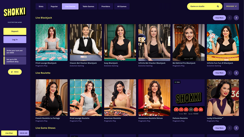 Shock Casino Desktop Croupier dal vivo