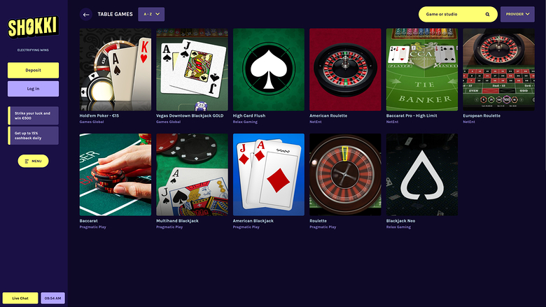 Giochi da tavolo desktop del casinò Shokki