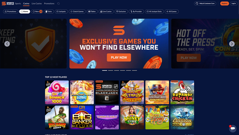 Page d'accueil du casino SIA (ordinateur de bureau)