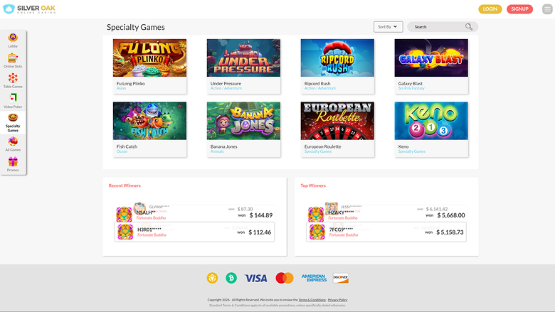 Silver Oak Casino Desktop Specialty Games