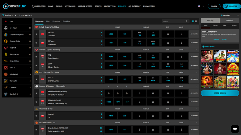 Deportes electrónicos de SilverPlay Casino en escritorio