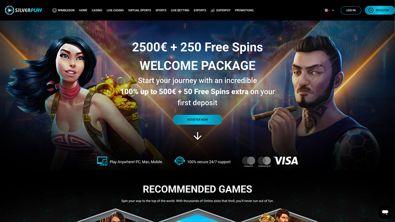 Página de inicio de SilverPlay Casino en escritorio