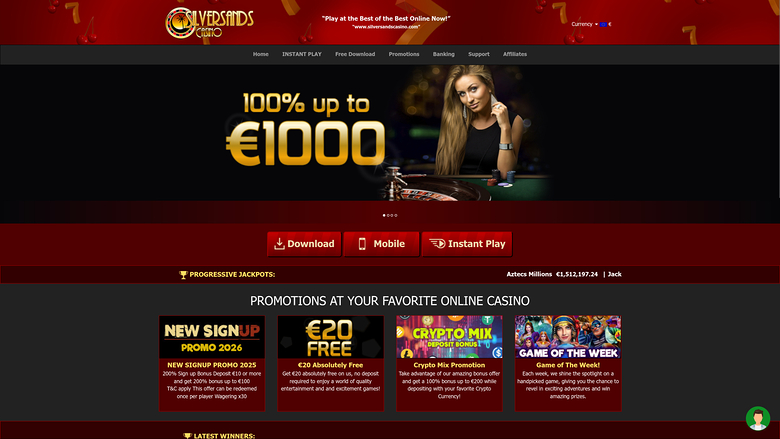 Page d'accueil du bureau du casino Silversands