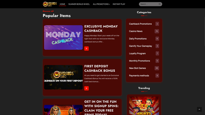 Promotions de bureau du casino Silversands