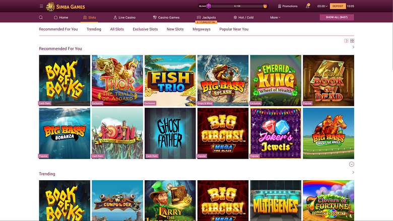 Jeux de casino Simba Games pour ordinateur