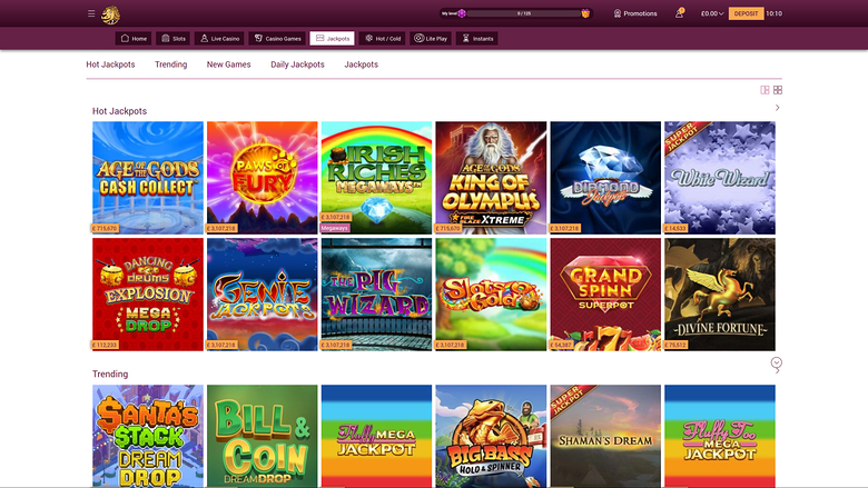 Jackpot du casino Simba Games sur ordinateur