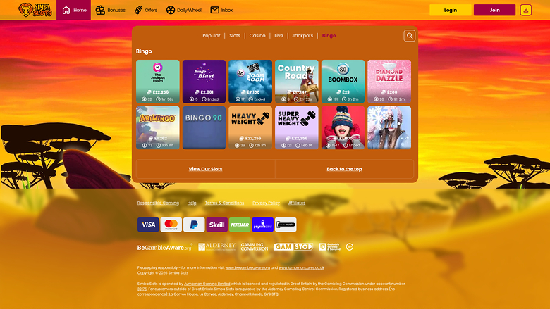 Bingo de bureau du casino Simba Slots