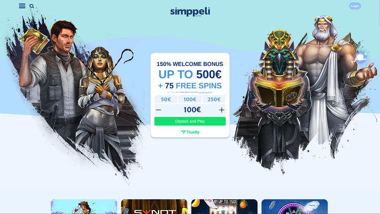 Home page desktop del casinò Simppeli