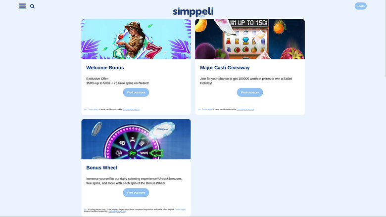 Promozioni desktop di Simppeli Casino