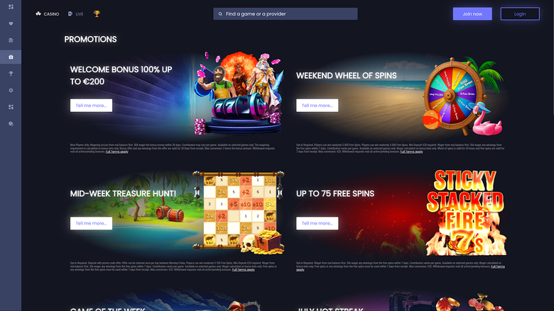Promotions sur ordinateur de Sin Spins Casino