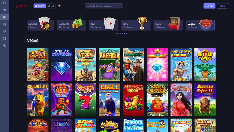 Jeux de casino Sin Spins sur ordinateur de Vegas