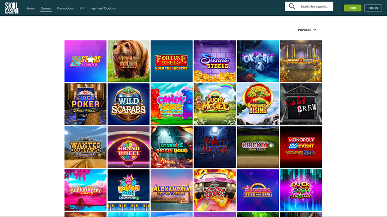 Juegos de escritorio de SkolCasino