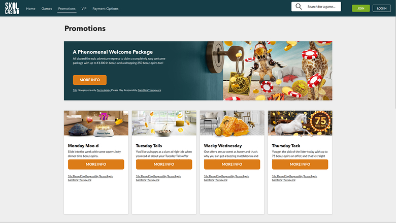 Promociones de escritorio de SkolCasino