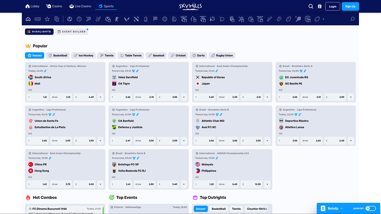 Sky Hills Casino Desktop-Sportwetten