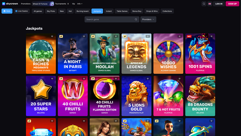 Jackpot de Skycrown Casino sur ordinateur