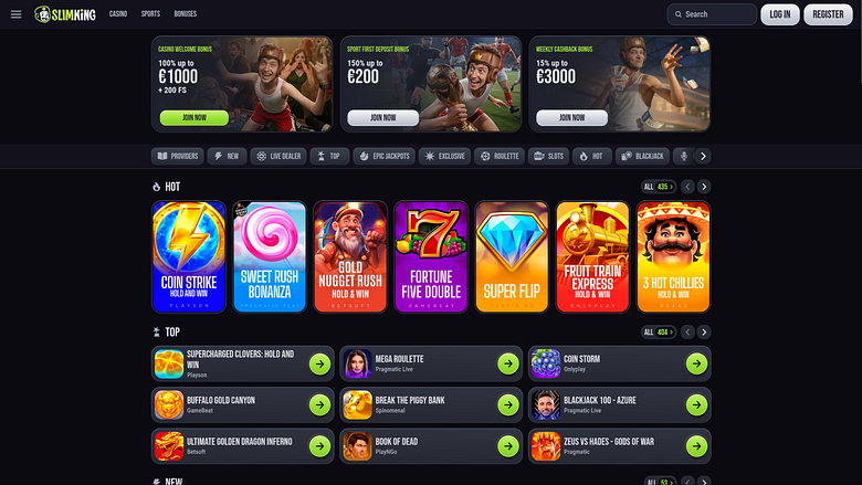 SlimKing Casino Homepage