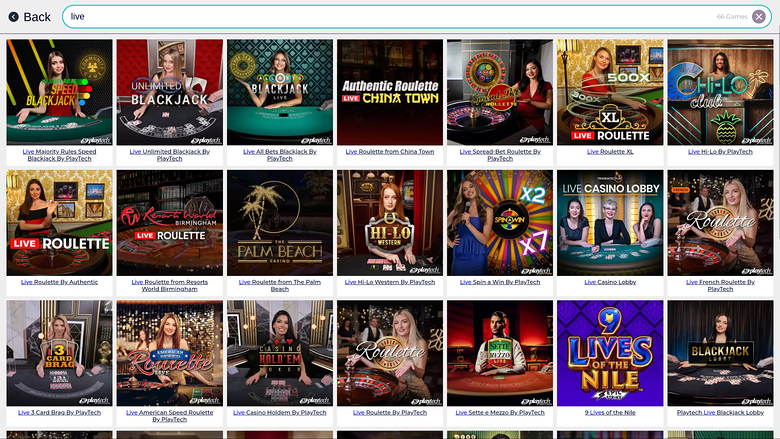 Slingo Casino Desktop-Live-Dealer
