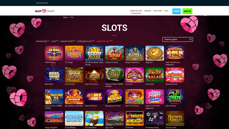 Juegos de Slot Crazy Casino en escritorio