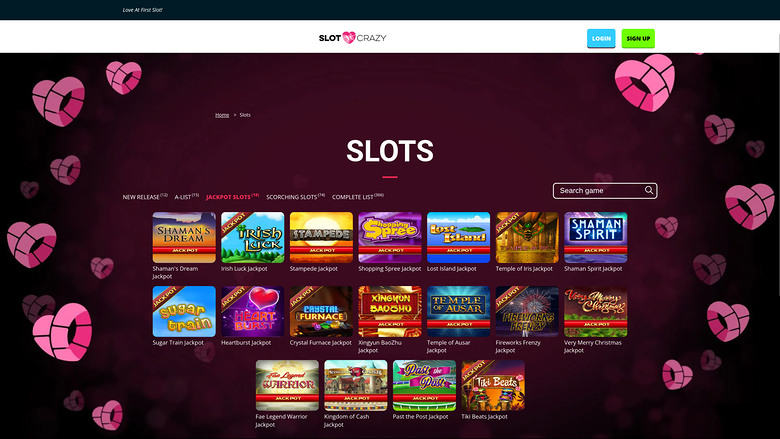 Jackpot de Slot Crazy Casino en escritorio