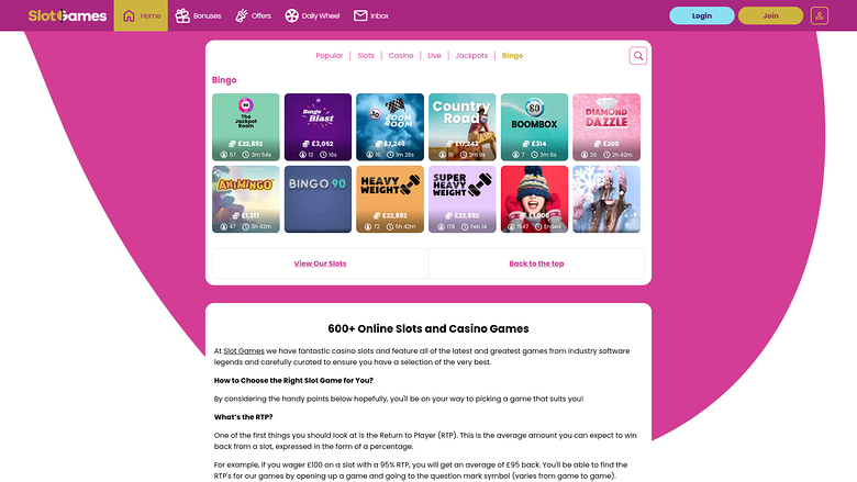 Giochi di slot Casinò Desktop Bingo