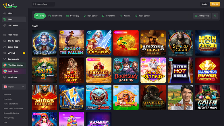 Jeux de Slot Hunter Casino sur bureau